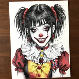 beautiful! coherent! detailed! expert! professional manga seinen portrait art of a goth clowngirl, painted by ilya kuvshinov!!! and tsutomu nihei