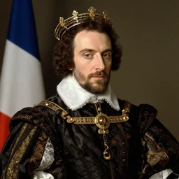 renaissance portrait of Nicolas Sarkozy as a french king