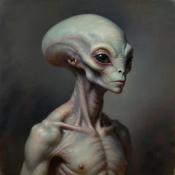 portrait of extraterrestrial lifeform, three quarter view, dramatic lighting, painted by andreas rocha