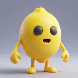 a lemon character, 3 d sculpt, horror