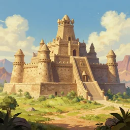 dnd illustration landscape aztec castle