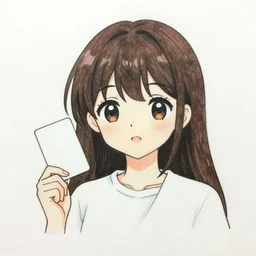 a drawing of a cute anime girl holding a card, a character portrait by yuumei, intricate, featured on pixiv, rococo, tarot card, freakshow, rococo