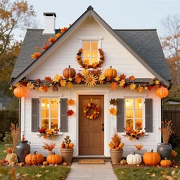 a house decorated for rosh hashanah, cozy, festive, creative fall decorations