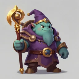 a cute and small ork wizard, hearthstone, concept illustartion, character art,
