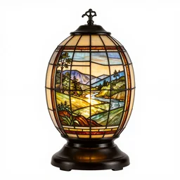 amber tiffany stained glass lamp, photorealistic, isolated on a pure white background, centered, entire object in frame, sharp focus, soft studio lighting