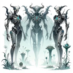 muted vaporwave ombre, sinister lovecraftian skullpunk spirits warriors, enchanted intergalactic mecha garden, man - machine chimeric beholder polyphemous, power crystals trigger powerful psychotropic frequencies. singularity. by artgerm, wlop, james jean, andrei riabovitchev, marc simonetti, yoshitaka amano, artstation, cgsociety
