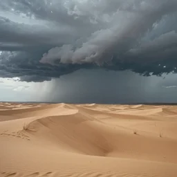 a cinematic photograph of a storm in a serene vast desert, dune, cinematic, movie still, dramatic lighting, by bill henson, 1 6 : 9 ratio