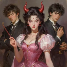 a beautiful princess demon mascot character posing for a picture, digital painting, masterpiece by rembrandt and thomas kinkade and frank frazetta and kentaro miura, by reiq and tite kubo, stylized yet realistic faces and anatomy, advanced lighting technology, beautiful, gorgeous brush strokes