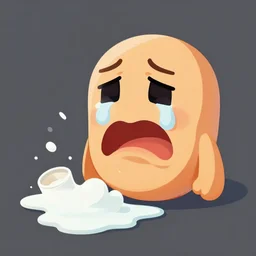 a crying anthropomorphic spilled drink crying, digital art
