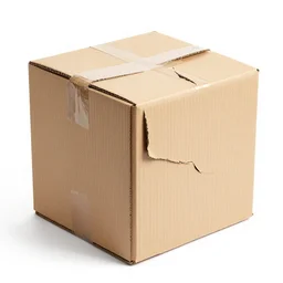 fragile cardboard box, image white background, damaged box