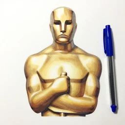 oscar ukonu, beautiful samurai made with blue african ball point pen