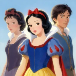 still from snow white if made by krenz cushart and wenjun lin, portrait, illustration, rim light, top light, summer clear blue sky, perfectly shaded, soft painting, epic, intricate, art