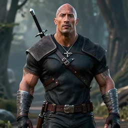 Dwayne Johnson in the Witcher 4K detailed super realistic