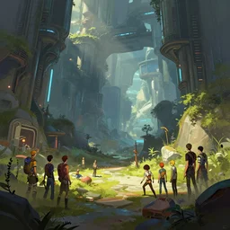 photo environement post futurist cayon : 4, 4 k rtx hdr volume light concept studio matte painting environement digital illustration style art that looks like it is from borderlands and by feng zhu and loish and laurie greasley, victo ngai, andreas rocha, john harris by jesper ejsing, by rhads, makoto shinkai and lois van baar