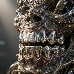 a close up of a bunch of metal teeth, concept art by giger, cgsociety, assemblage, trypophobia, greeble, grotesque