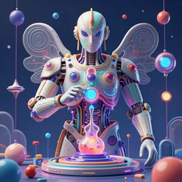 colorful utopian technology feeding the machine god