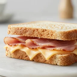 high quality presentation photo of a ham & cheese sandwich, photography 4k f1.8 anamorphic bokeh 4k Canon Nikon