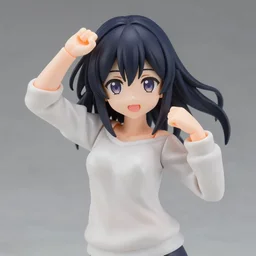 complete figure of cereal wearing a comfy blouse, personification, tsurime eyes, tareme eyes, eyes by kon satoshi, pvc figure, dynamic pose, amiami, aniplex, kotobukiya, good smile company, beautiful composition, 4 5 mm, f 2, high detail