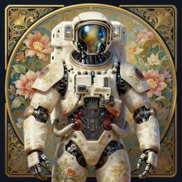 symmetry!! portrait of a robot astronaut, floral! horizon zero dawn machine, intricate, elegant, highly detailed, digital painting, artstation, concept art, smooth, sharp focus, illustration, art by artgerm and greg rutkowski and alphonse mucha, 8 k