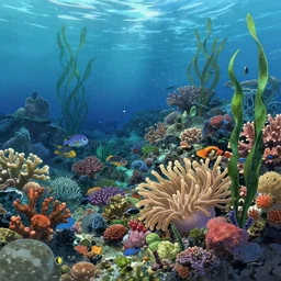 an anime movie background matte painting of an underwater ocean reef, coral, fish, anemones, seaweed, by makoto shinkai, trending on artstation, highly detailed