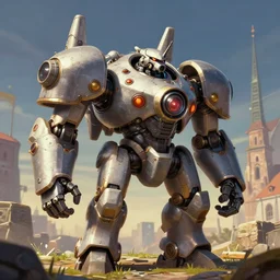 baltic mech, hd, gdansk, science fiction, epic, baltic, extremely detailed, sharp focus, in the style of machinarium