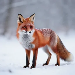 a fantasy artwork of a red fox in the snow during a blizzard