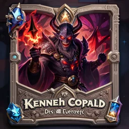 hearthstone promotional art of kenneth copeland as a demonic warlock, blizzard entertainment, illustrated by konstantin turovec, zoltan boros, alex horley orlandelli, matt dixon, jim nelson, trending on artstation, masterpiece digital art, 4 k concept art, glowing eyes, evil grin
