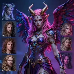 hyper detailed ultra sharp of a beautiful azazello is one of the demonic and mystical characters in the work, a negative character in biblical stories, a fallen angel who opposed the will of god. various reference for artists, facial expressions, trending on artstation, neon colors, hyper detailed, digital art, cinematic lighting, concept art by artgerm and greg rutkowski and caravaggio and moebius and jakub rebelka, 8 k