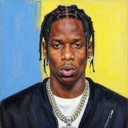 A painting of Travis Scott by Jean-Michel Basquiat, detailed, illustration