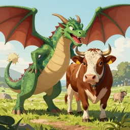 a mix of a dragon and a cow