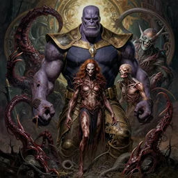 the platonic ideal of oil of cletus kasady ultimate carnage thanos dementor doctor manhattan chtulu nazgul, detailed, intricate, hyperrealism, intense, scary, decay, dmt, art by brock hofer and artgerm and greg rutkowski and alphonse mucha