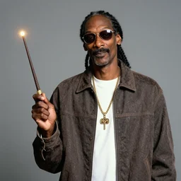 Snoop Dogg holding a magic wand for a 1990s sitcom tv show, Studio Photograph, portrait, C 12.0