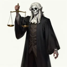 a judge with a white wig holding a scales of justice as a dead by daylight killer, concept art, 4k, trending on Artstation