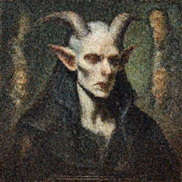 cinematic bust portrait of gothic degenerate trader daemon, head and bust only, by Tim Hildebrandt, by HR Giger, by Raphael, by Wayne Barlowe, by Bruce Pennington, by Zdzisław Beksiński, by Paul Lehr, oil on canvas, masterpiece, trending on artstation, featured on pixiv, cinematic composition, astrophotography, dramatic pose, beautiful lighting, sharp, details, details, details, hyper-detailed, no frames, HD, HDR, 4K, 8K