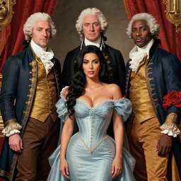 the founding fathers dressed as the kardashians. digital art by eugene de blaas, ross tran, and nasreddine dinet, vibrant color scheme, intricately detailed, in the style of romanticism. artstation, greg rutkowski
