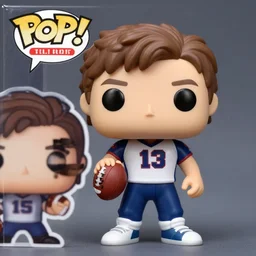 a funko pop of finn hudson from glee as played by cory monteith in his football uniform, with a football in his hand