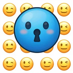 the most cutest adorable happy picture of a blue ball face, key hole on blue ball, locklegion, lock for face, keyhole faceial movement, chibi style, adorably cute, enhanched, deviant adoptable, digital art Emoji collection