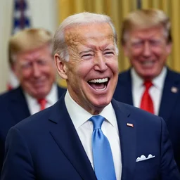 joe biden laughing maniacally while donald trump cries in the background