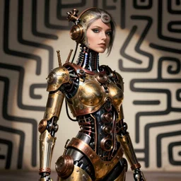 image of beautyful female android steampunk by keith haring,