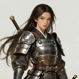 a beautiful woman with long dark brown hair wearing armor, japanese fantasy, feudal japan, by lois van baarle, Ilya Kuvshinov, Stanley Artgerm Lau, WLOP, Rossdraws, trending on artstation,