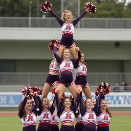 a pyramid of cheerleader