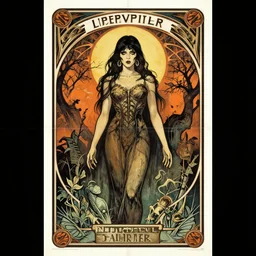 horror film poster from 1980s in art nouveau style