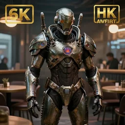 a high quality portrait of a Protoss Zealot in a cyberpunk cyberpunk cyberpunk cafe, realism, 8k, award winning photo