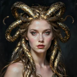 portrait of cyberpunk medusa by dariusz zawadzki in the style of greg manchess