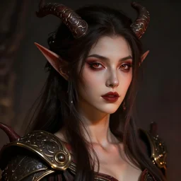 portrait of a fantasy demon woman, photorealism, digital art, art station , concept art