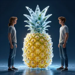 pineapple made of ice, by greg rutkowski and andreas rocha on artstation