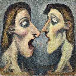 a giant sucking up tiny humans with his nose, made by Pablo Picasso
