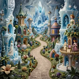 an epic elite beguiling mysterious whimsical masterpiece fantasy matte painting of a winding path through arctic dream worlds with surreal architecture designed by heironymous bosch, structures inspired by heironymous bosch's garden of earthly delights, surreal ice interiors by cyril rolando and asher durand and natalie shau and asher durand and cyril rolando, insanely detailed and intricate, very complex, elegant