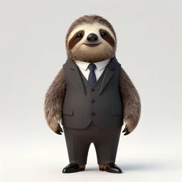 full body portrait of anthropomorphic sloth in men's formalwear : : digital art, concept art, digital illustration, photorealism, hyperreal