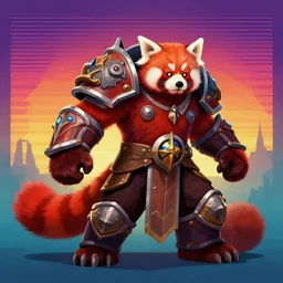 red panda as lich king character, world of warcraft, digital illustration portrait design, by android jones and greg rutkowski, retrowave color scheme, detailed, cinematic lighting, wide angle action dynamic portrait